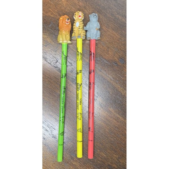 Vintage Pencils w/Toppers lot of 11 Russ Three Star Swallow Troll Animals NEW - Picture 2 of 14
